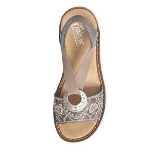 Women's‎ Rieker Sandals SZ 9.5 Regina Comfort Gray Boho Leather Beaded Slingback